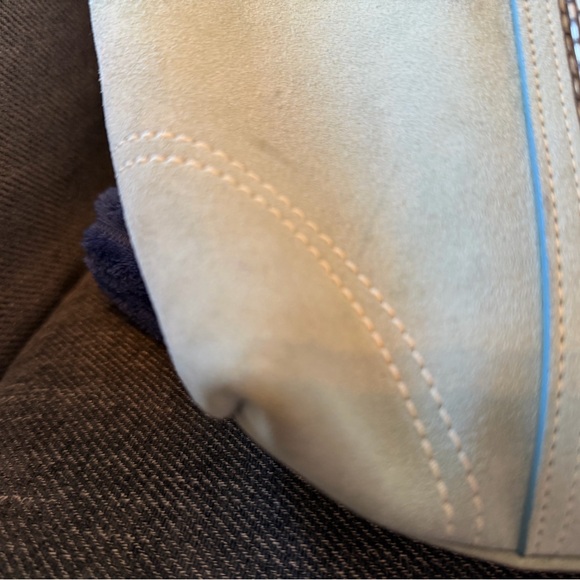 Vintage Coach 8B31 Mint Suede Beaded Tote Bag Tiffany blue interior Dust Bag Inc - Picture 9 of 16